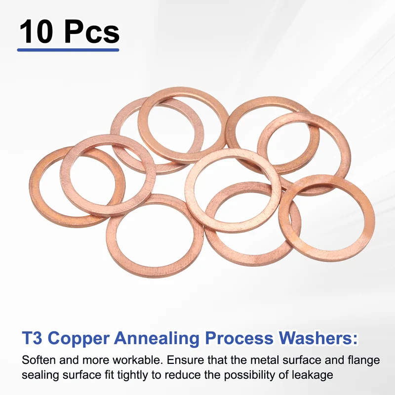 10 Pcs Flat Washers, M20x26x1.5mm Copper Sealing Washer, Sealing Ring Gasket
