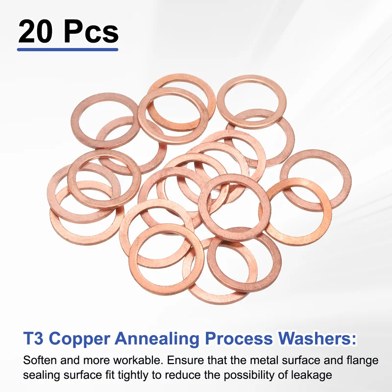 20 Pcs Flat Washers, M18x24x1.5mm Copper Sealing Washer, Sealing Ring Gasket