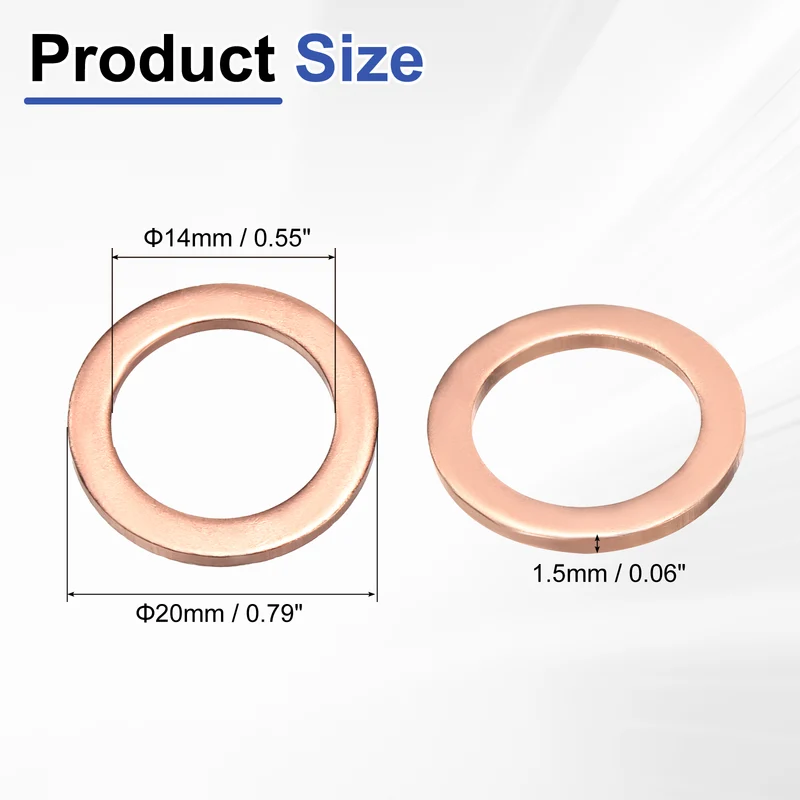 40 Pcs Flat Washers, M14x20x1.5mm Copper Sealing Washer, Sealing Ring Gasket