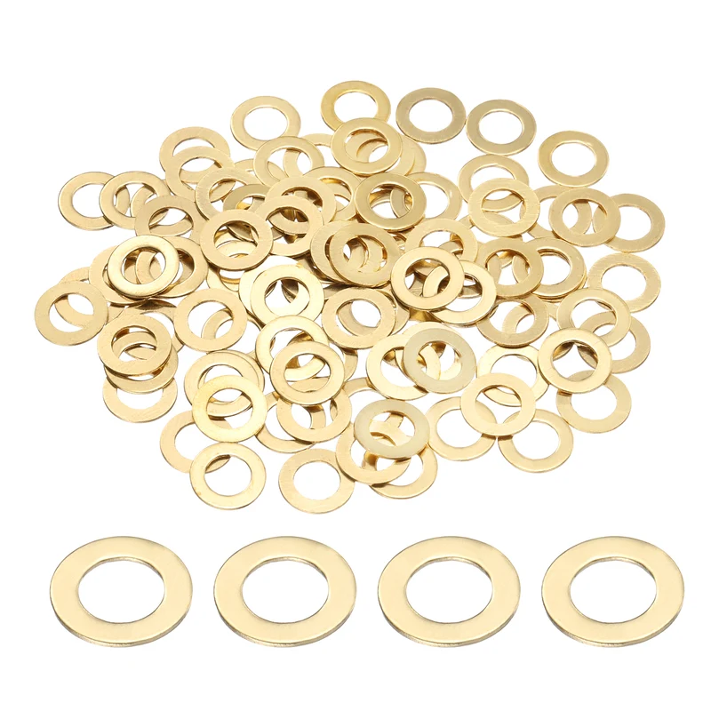 100Pcs M5 Flat Washer 9mmx5mmx0.8mm Brass Sealing Washers for Screws Bolt