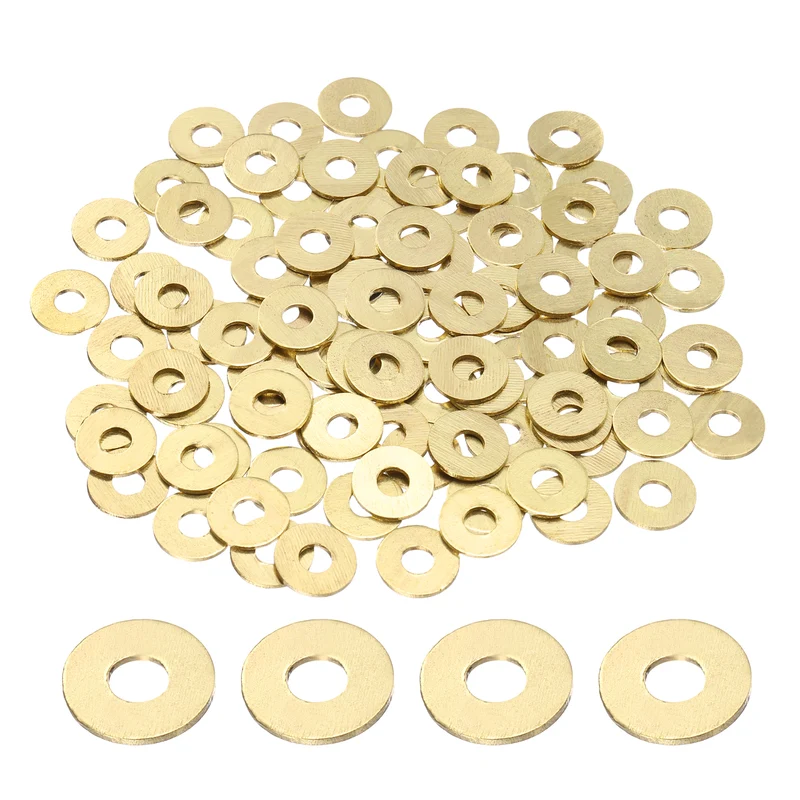 100Pcs M4 Flat Washer 12mmx4mmx1mm Brass Sealing Washers for Screws Bolt