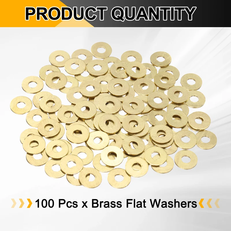 100Pcs M4 Flat Washer 12mmx4mmx1mm Brass Sealing Washers for Screws Bolt