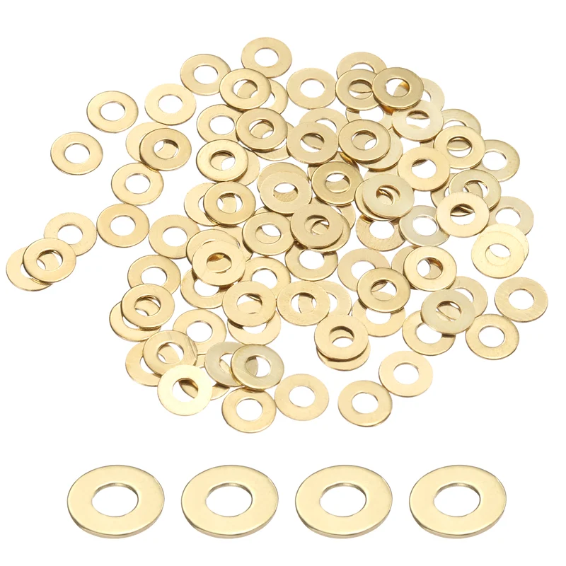 100Pcs M2.5 Flat Washer, 6mmx2.5mmx0.4mm Brass Sealing Washers for Screws Bolt