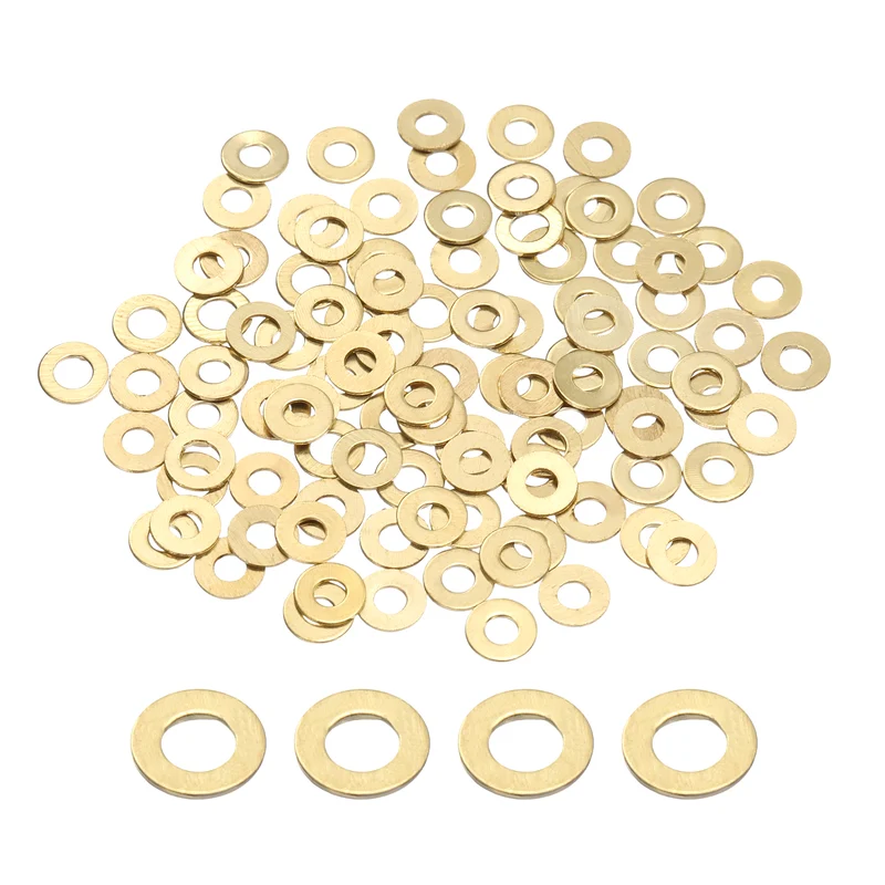 100Pcs M2.5 Flat Washer 5mmx2.5mmx0.4mm Brass Sealing Washers for Screws Bolt