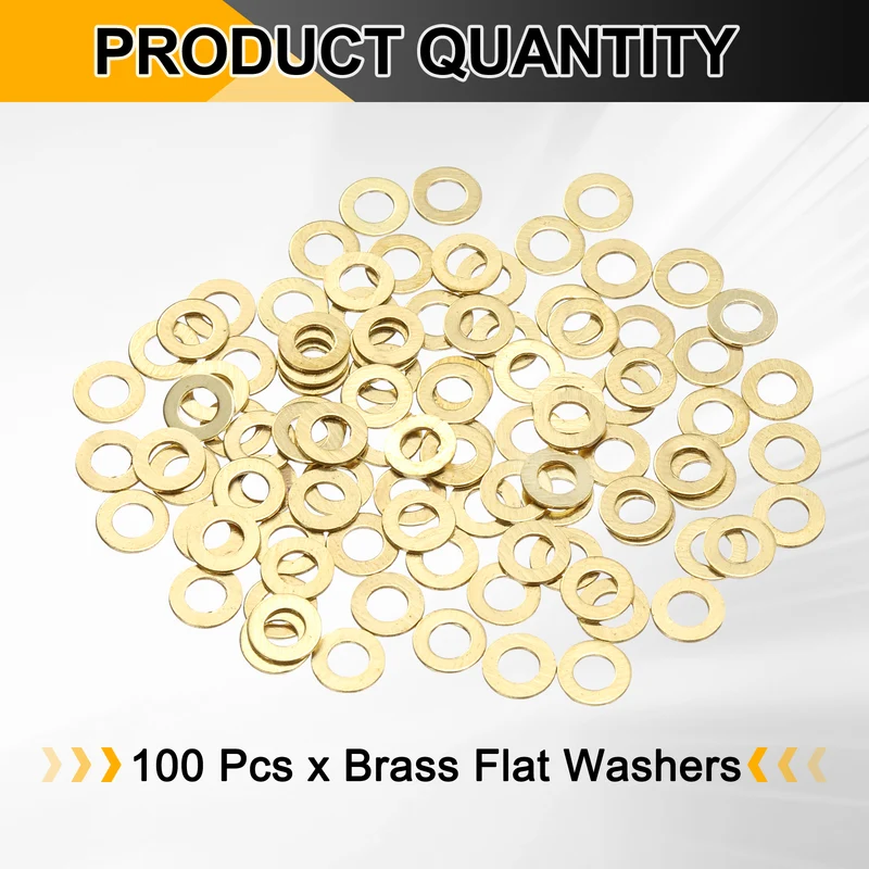 100Pcs M2 Flat Washer 5mmx2mmx0.4mm Brass Sealing Washers for Screws Bolt