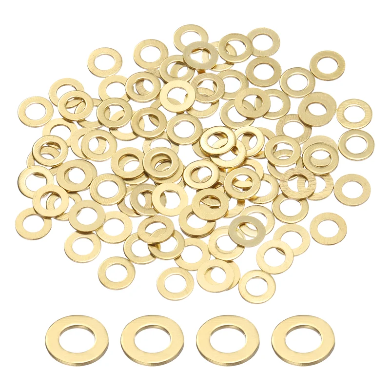 100Pcs M3 Flat Washer, 6mmx3mmx0.5mm Brass Sealing Washers for Screws Bolt