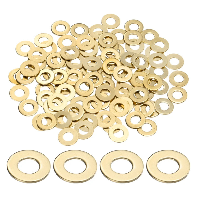 100Pcs M3 Flat Washer 7mmx3mmx0.5mm Brass Sealing Washers for Screws Bolt
