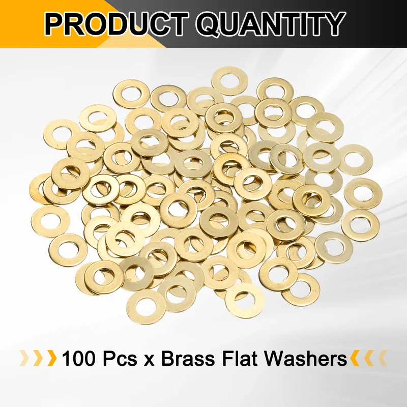 100Pcs M3 Flat Washer 7mmx3mmx0.5mm Brass Sealing Washers for Screws Bolt