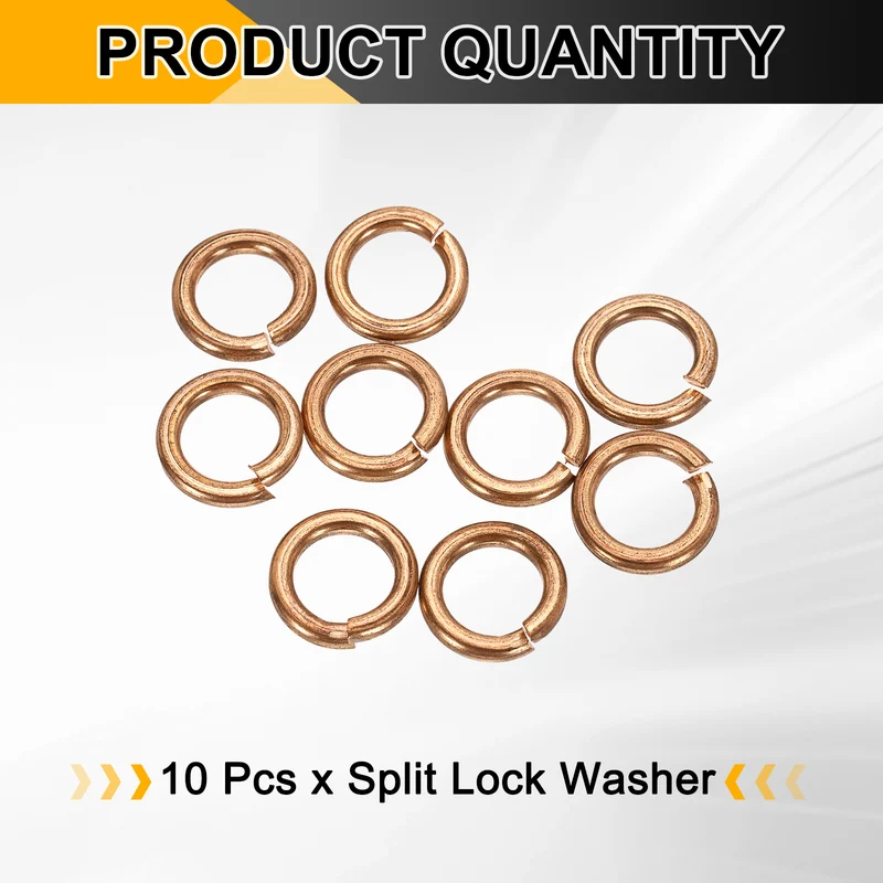 M10x15x2.6mm Split Lock Washer, 10 PCS Copper Metric Spring Lock Gaskets