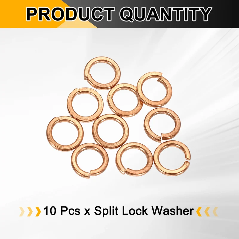 M6x9x1.6mm Split Lock Washer, 10 PCS Copper Metric Spring Lock Gaskets