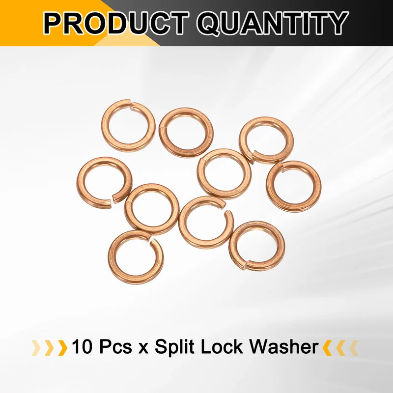 M5x7.5x1.3mm Split Lock Washer, 10 PCS Copper Metric Spring Lock Gaskets
