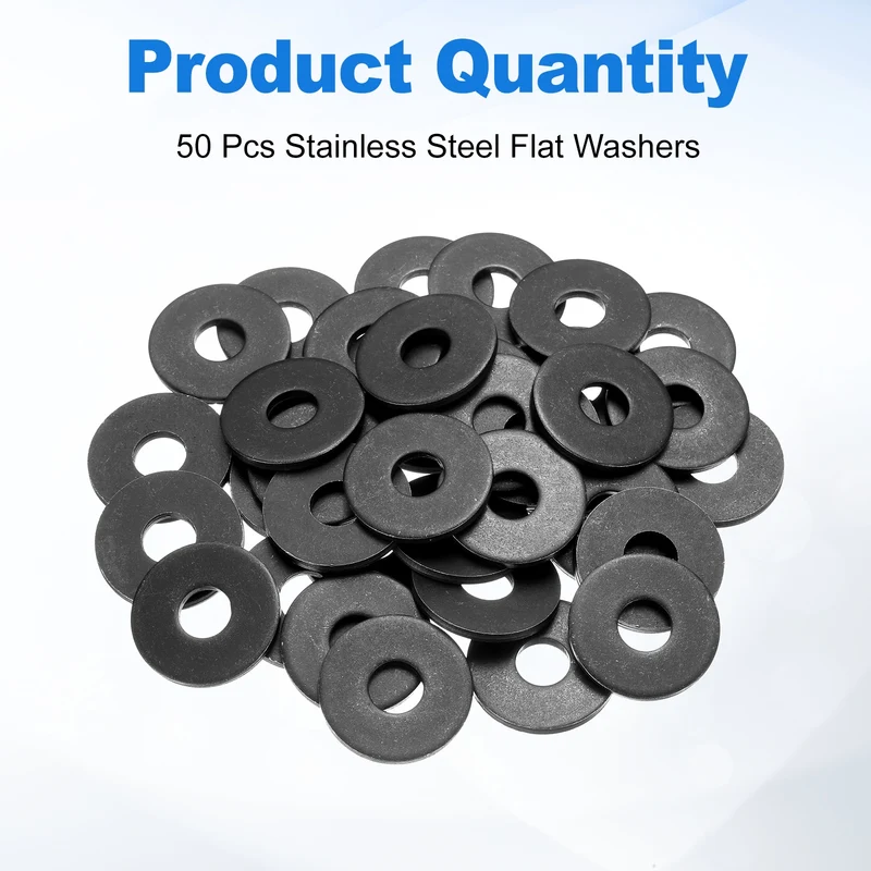 50Pcs Fender Washers, M10 Carbon Steel Flat Washer 30mm OD 2.5mm Thick