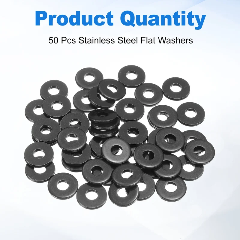 50Pcs Fender Washers, M5 Carbon Steel Flat Washer 15mm OD 2mm Thick