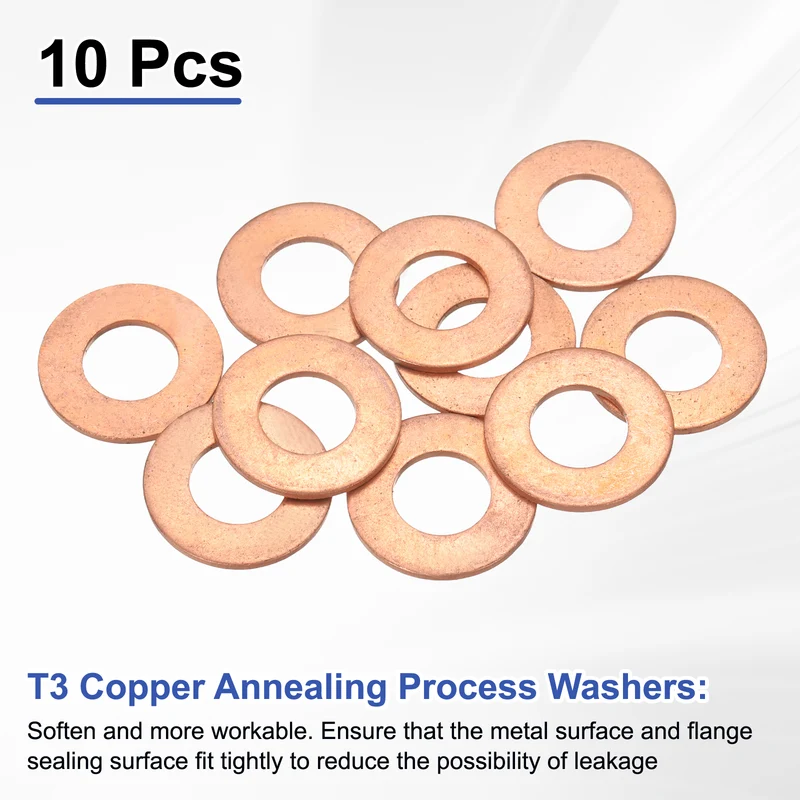 10 Pcs Flat Washers, M12x24x1.5mm Copper Sealing Washer, Sealing Ring Gasket