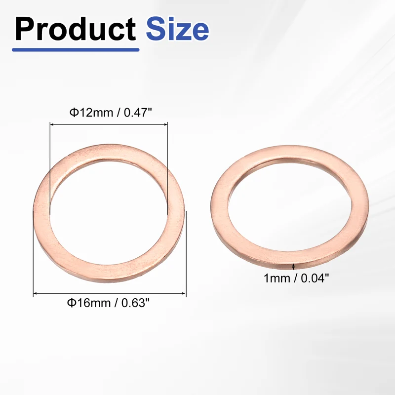 80Pcs Flat Washers M12x16x1mm Copper Sealing Washer Sealing Ring Gasket)