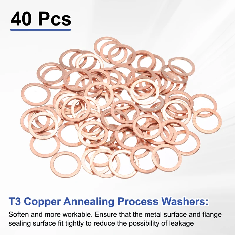 40 Pcs Flat Washers, M12x16x1mm Copper Sealing Washer, Sealing Ring Gasket