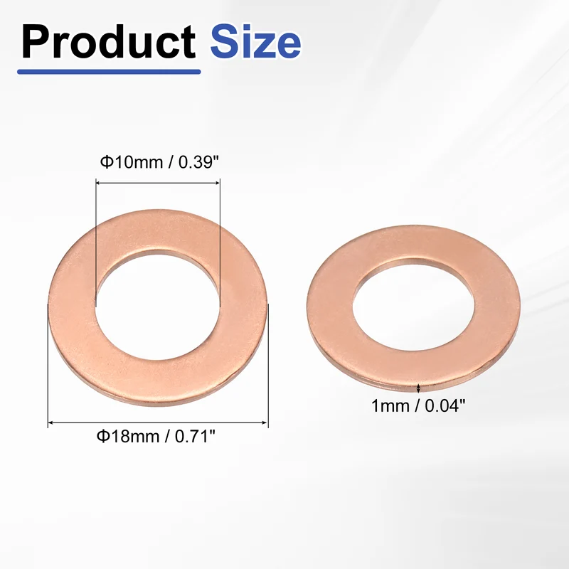 30 Pcs Flat Washers, M10x18x1mm Copper Sealing Washer, Sealing Ring Gasket