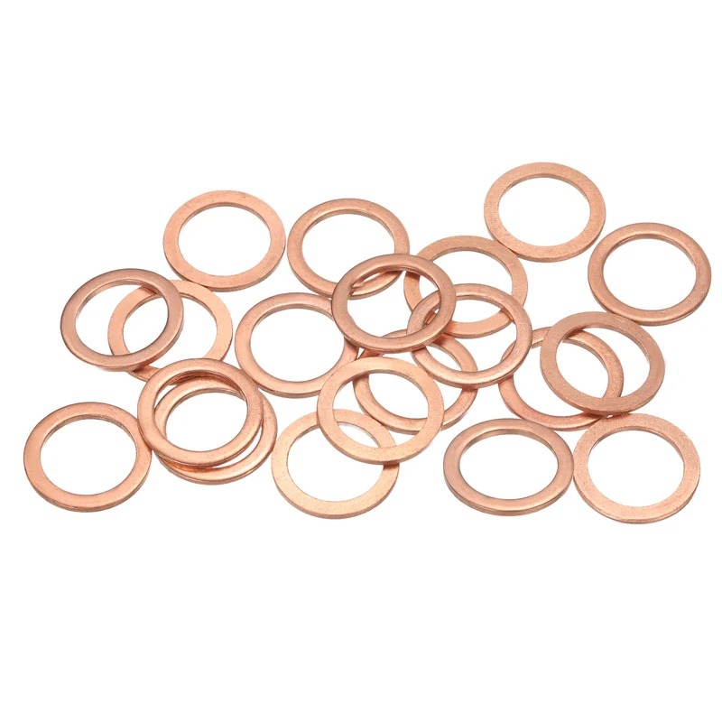 50 Pcs Flat Washers, M10x14x1mm Copper Sealing Washer, Sealing Ring Gasket