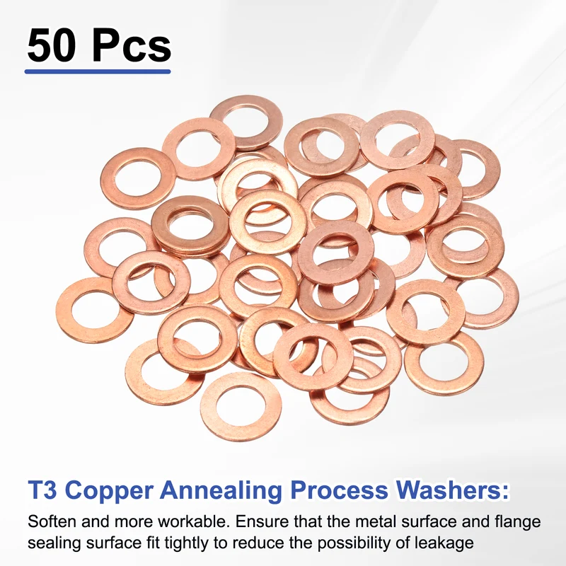 40 Pcs Flat Washers, M8x14x1mm Copper Sealing Washer, Sealing Ring Gasket
