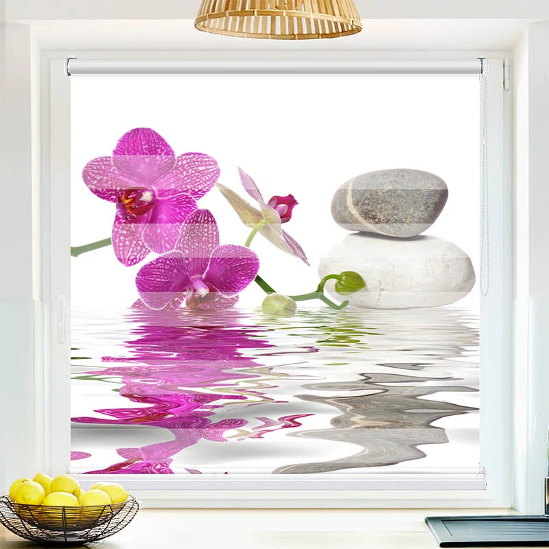 Klemmfix Doppelrollo "Wasser Orchidee Steine" | Klemm Doppelrollo