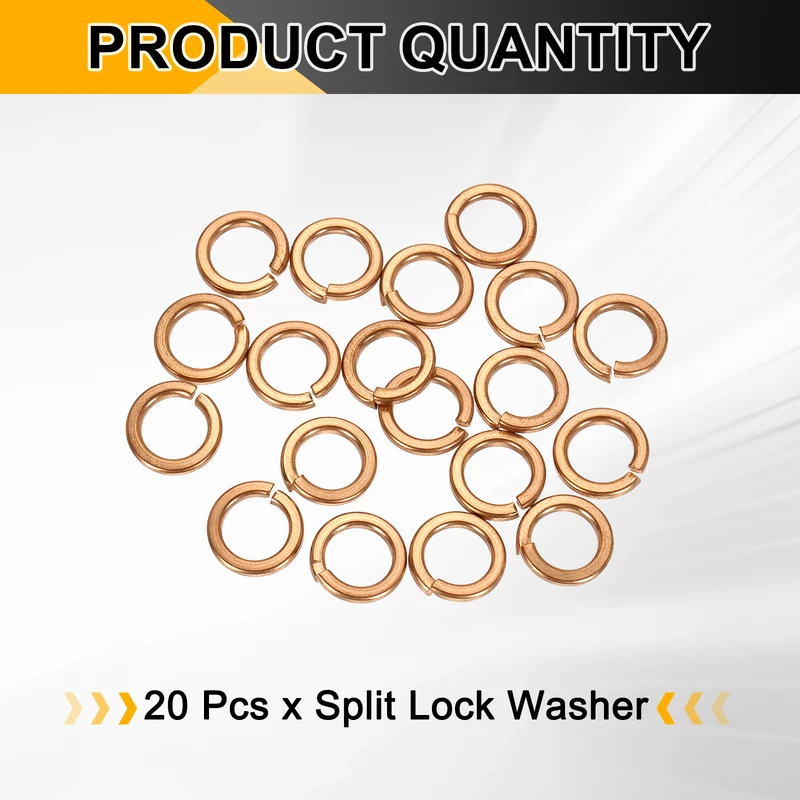 M8x12x2.1mm Split Lock Washer, 20 PCS Copper Metric Spring Lock Gaskets