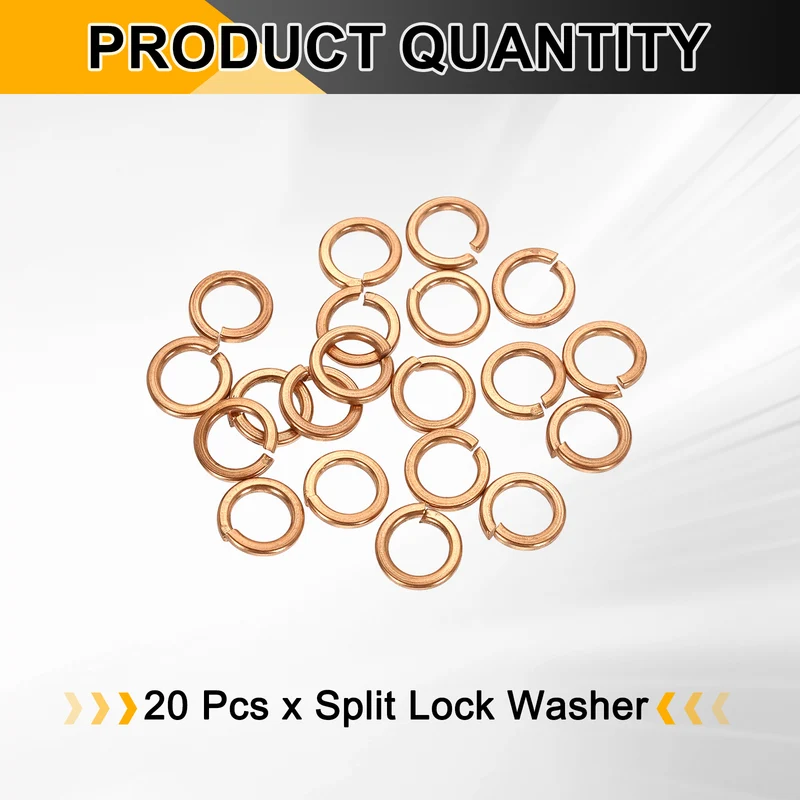 M6x9x1.6mm Split Lock Washer, 20 PCS Copper Metric Spring Lock Gaskets