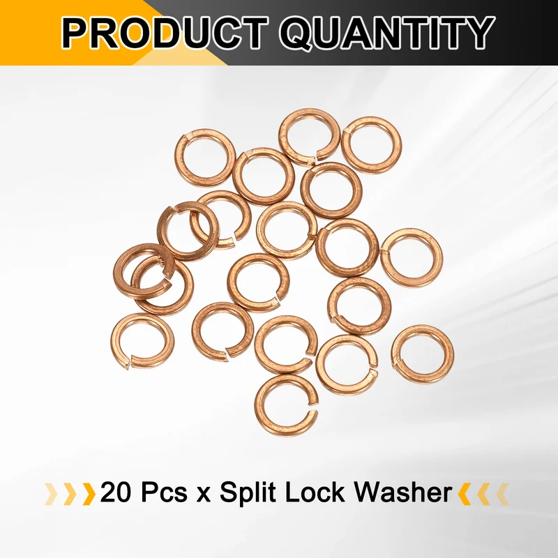 M4x6x1.1mm Split Lock Washer, 20 PCS Copper Metric Spring Lock Gaskets