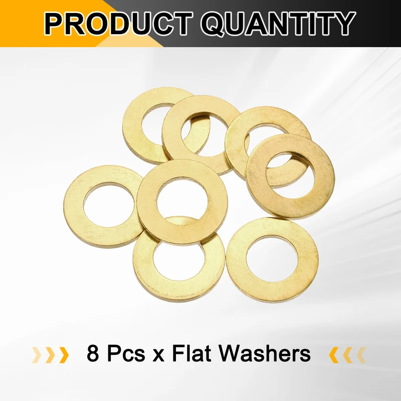 M16x30x2.5mm Flat Washer, 8PCS Brass Automotive Drain Plug Gasket, Golden