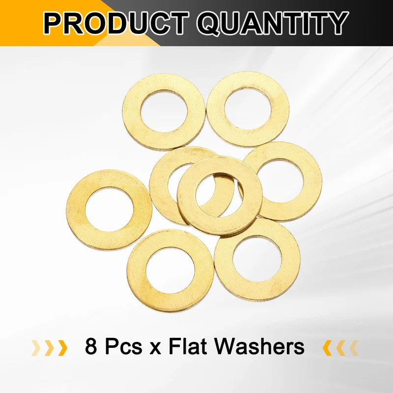 M16x30x2mm Flat Washer, 8PCS Brass Automotive Drain Plug Gasket, Golden