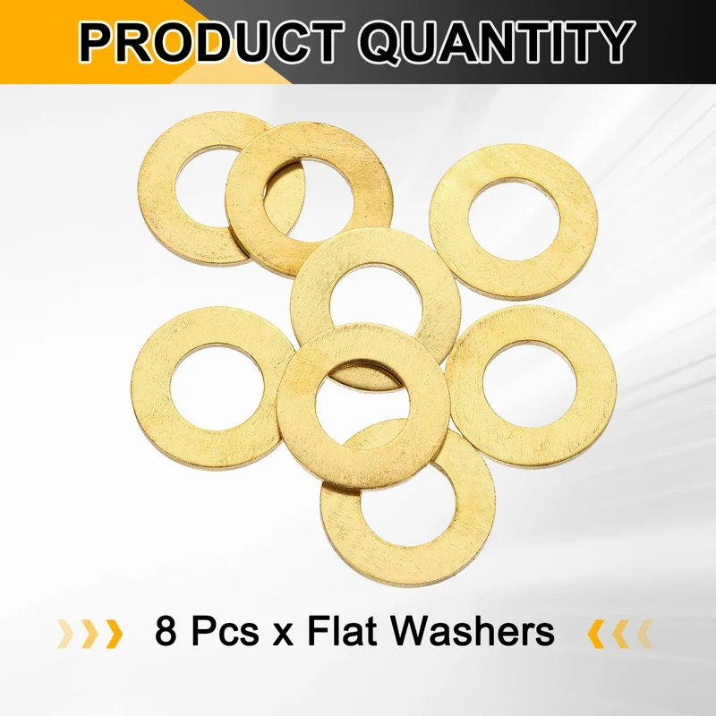 M14x28x2mm Flat Washer, 8PCS Brass Automotive Drain Plug Gasket, Golden