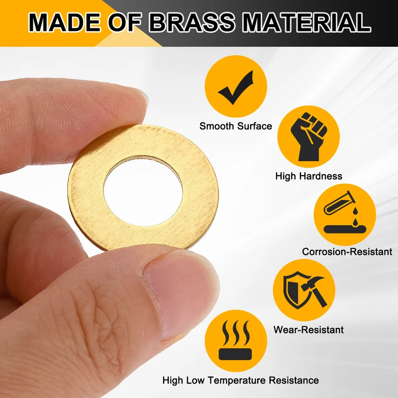 M14x28x2mm Flat Washer, 8PCS Brass Automotive Drain Plug Gasket, Golden