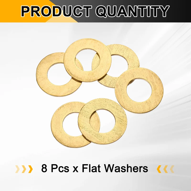 M14x28x1.5mm Flat Washer, 8PCS Brass Automotive Drain Plug Gasket, Golden