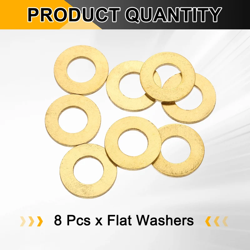 M12x24x2mm Flat Washer, 8PCS Brass Automotive Drain Plug Gasket, Golden