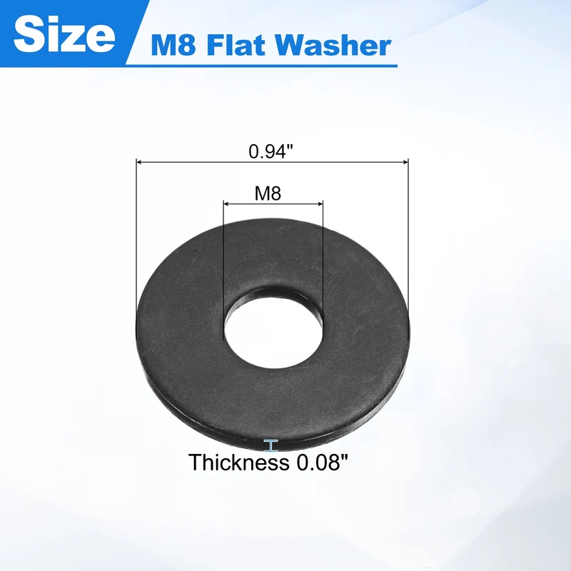 50Pcs Fender Washers, M8 Carbon Steel Flat Washer 24mm OD 2mm Thick