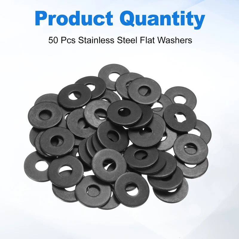 50Pcs Fender Washers, M8 Carbon Steel Flat Washer 24mm OD 2mm Thick