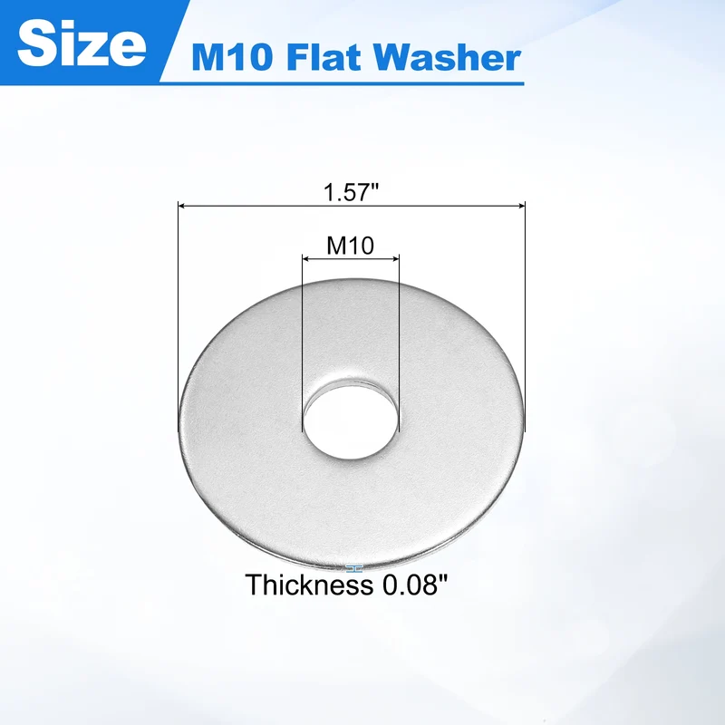 20Pcs Fender Washers M10 304 Stainless Steel Flat Washer 40mm OD 2mm Thick
