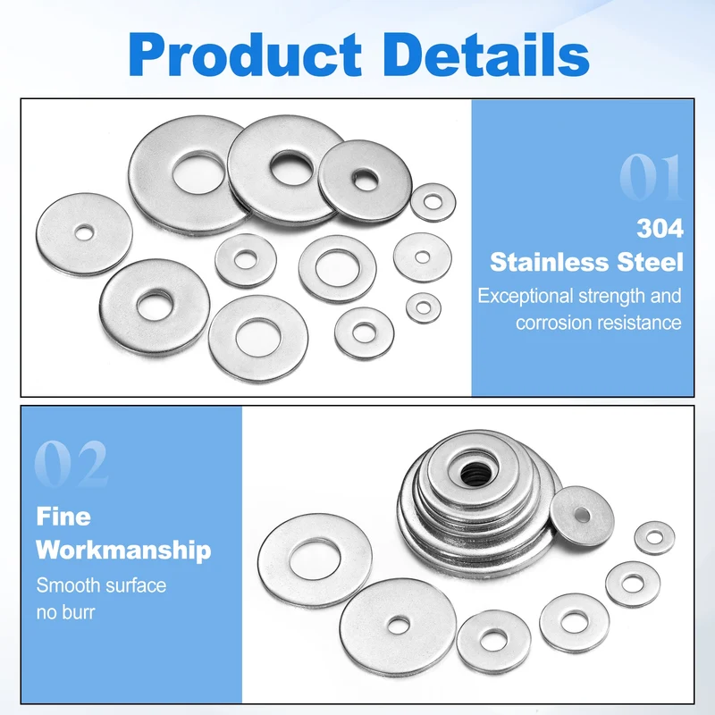 20Pcs Fender Washers M10 304 Stainless Steel Flat Washer 40mm OD 2mm Thick