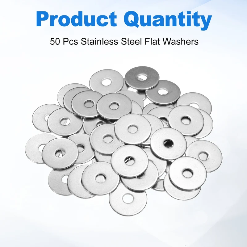 50Pcs Fender Washers M6 304 Stainless Steel Flat Washer 25mm OD 1.5mm Thick