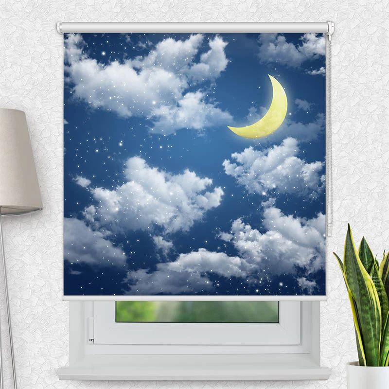 Motivrollo 'Halbmond Himmel Nacht' | Bis B 430 x H 440 cm