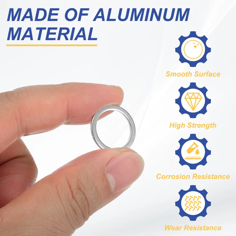 M14x18x1mm Flat Washers, 100PCS Aluminum Automotive Drain Plug Gaskets, Silver