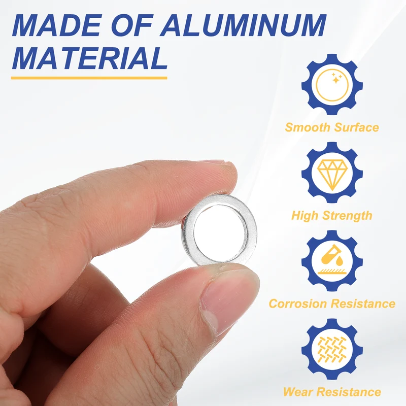 M12x18x1.5mm Flat Washers, 100PCS Aluminum Automotive Drain Plug Gaskets, Silver