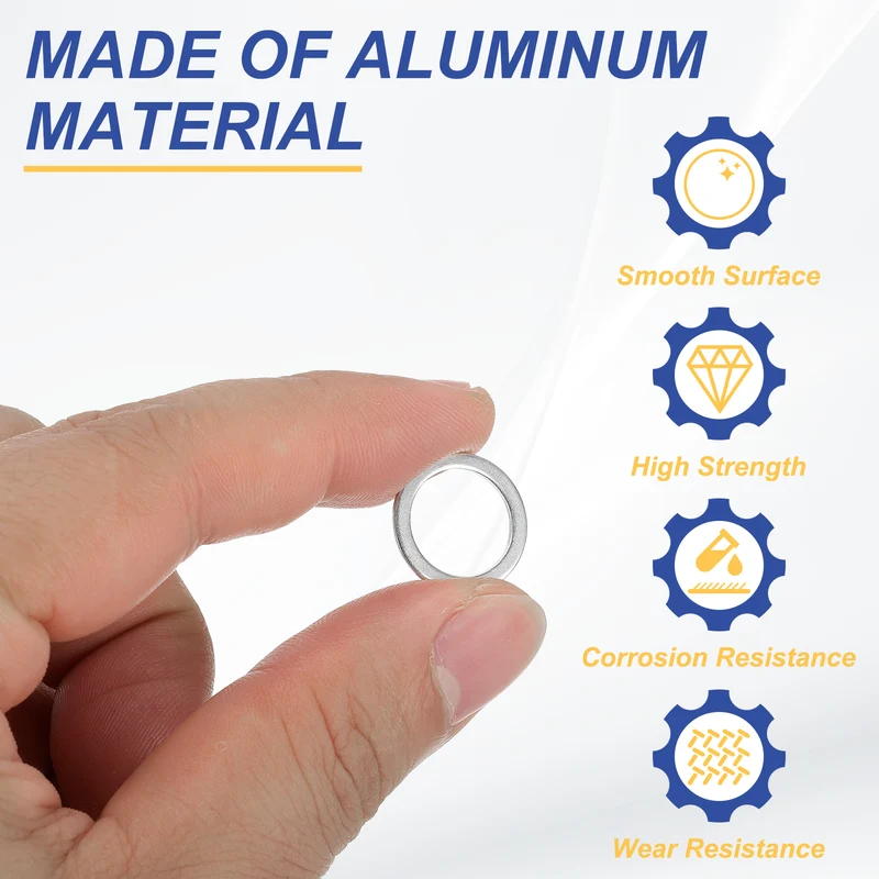 M12x16x1mm Flat Washers, 100PCS Aluminum Automotive Drain Plug Gaskets, Silver