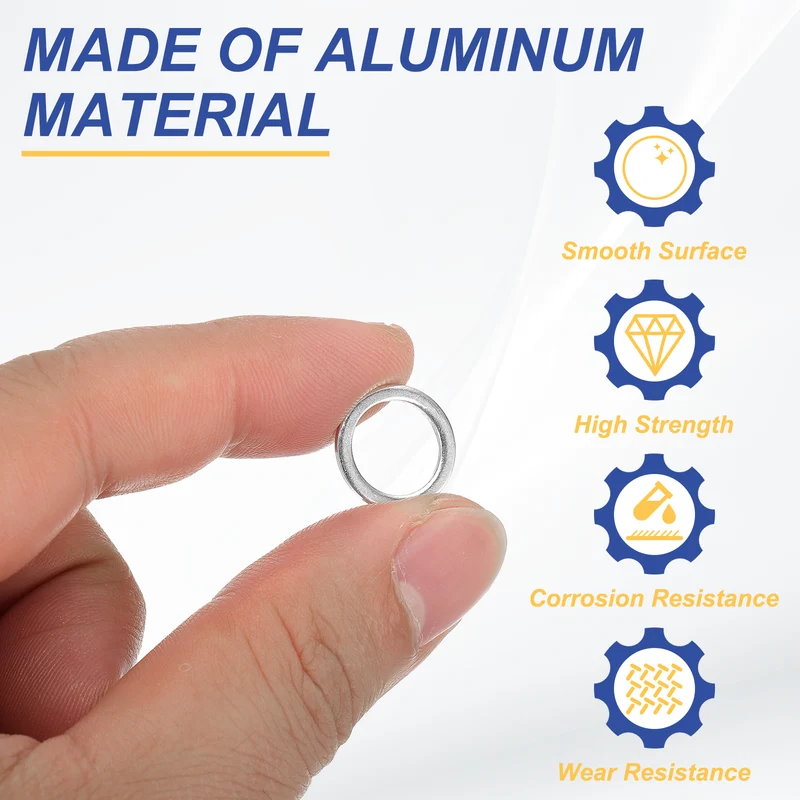 M10x14x1mm Flat Washers, 100PCS Aluminum Automotive Drain Plug Gaskets, Silver
