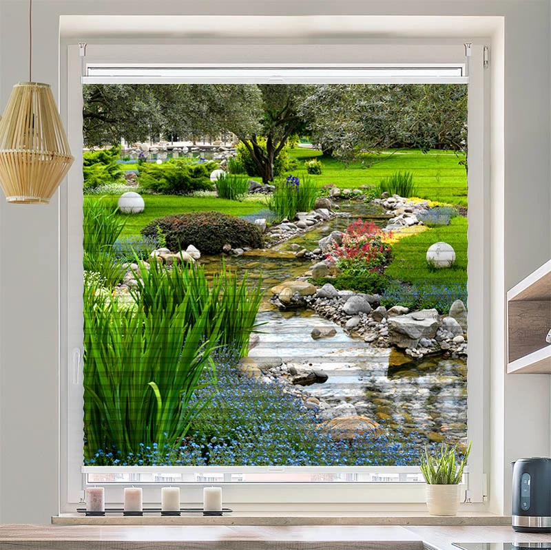 Wabenplissee Motiv "Wunderschoener Garten"