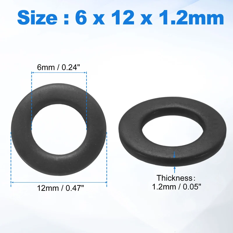 100Pcs M6 304 Stainless Steel Flat Washers, ID 6mm, OD 12mm, Thick 1.2mm
