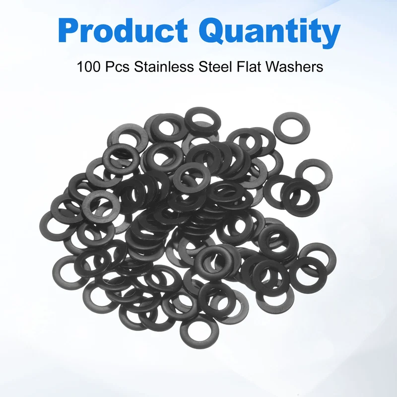 100Pcs M6 304 Stainless Steel Flat Washers, ID 6mm, OD 12mm, Thick 1.2mm