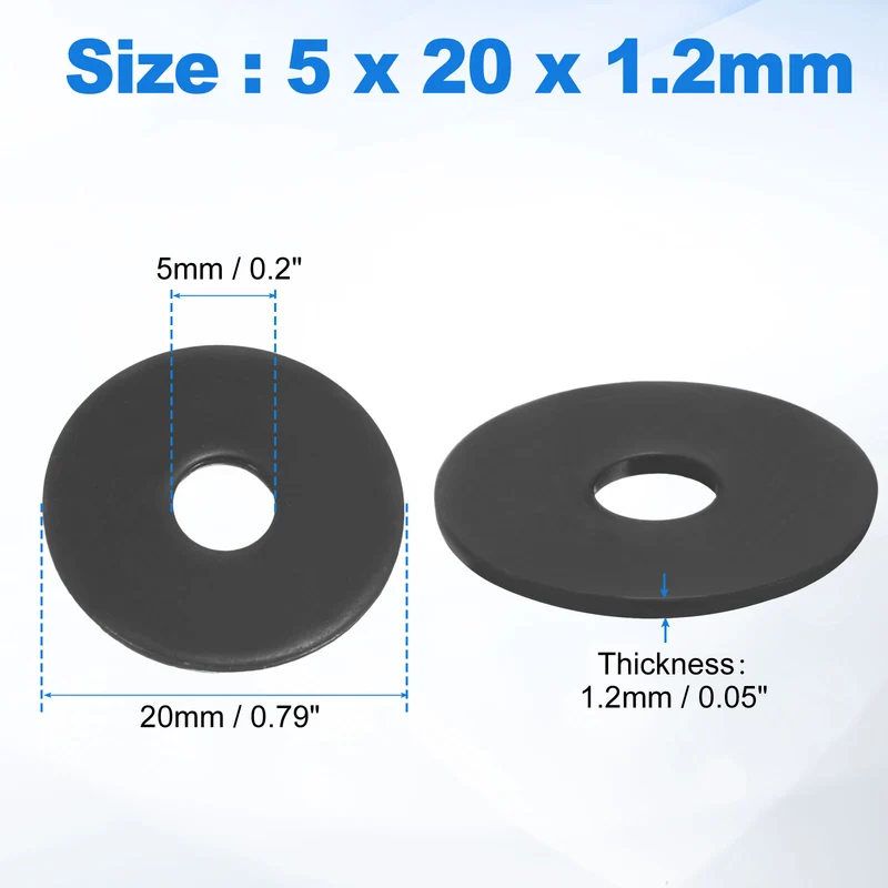 75Pcs M5 304 Stainless Steel Flat Washers ID 5mm OD 20mm Thick 1.2mm