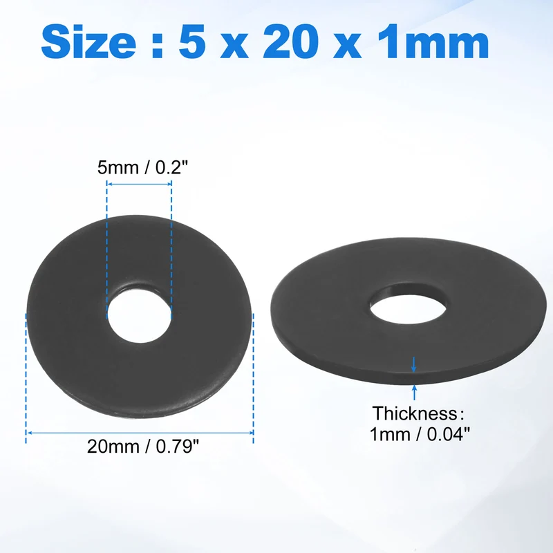 75Pcs M5 304 Stainless Steel Flat Washers ID 5mm OD 20mm Thick 1mm