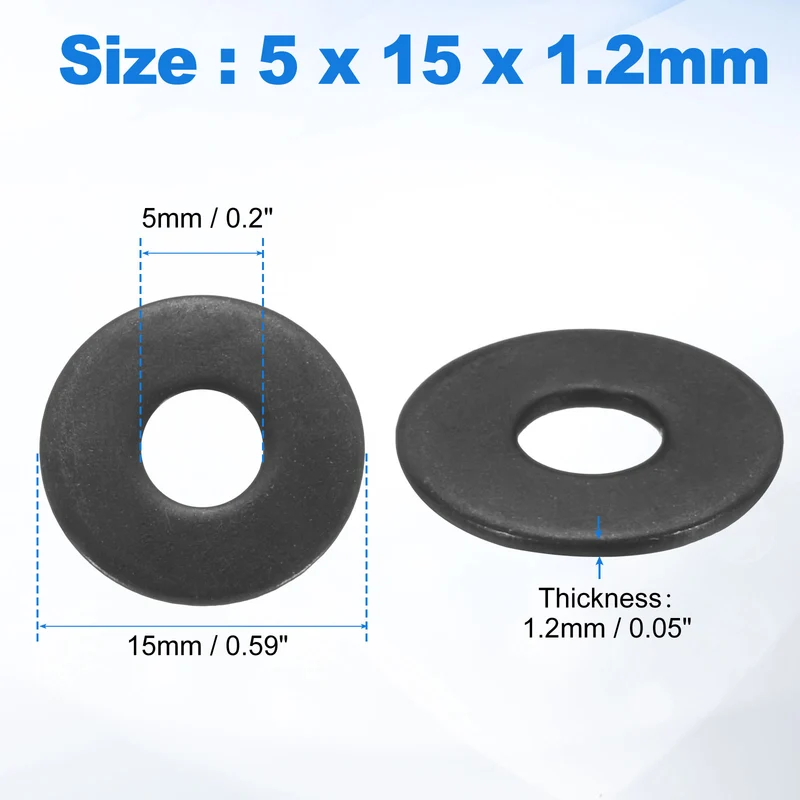 75Pcs M5 304 Stainless Steel Flat Washers ID 5mm OD 15mm Thick 1.2mm