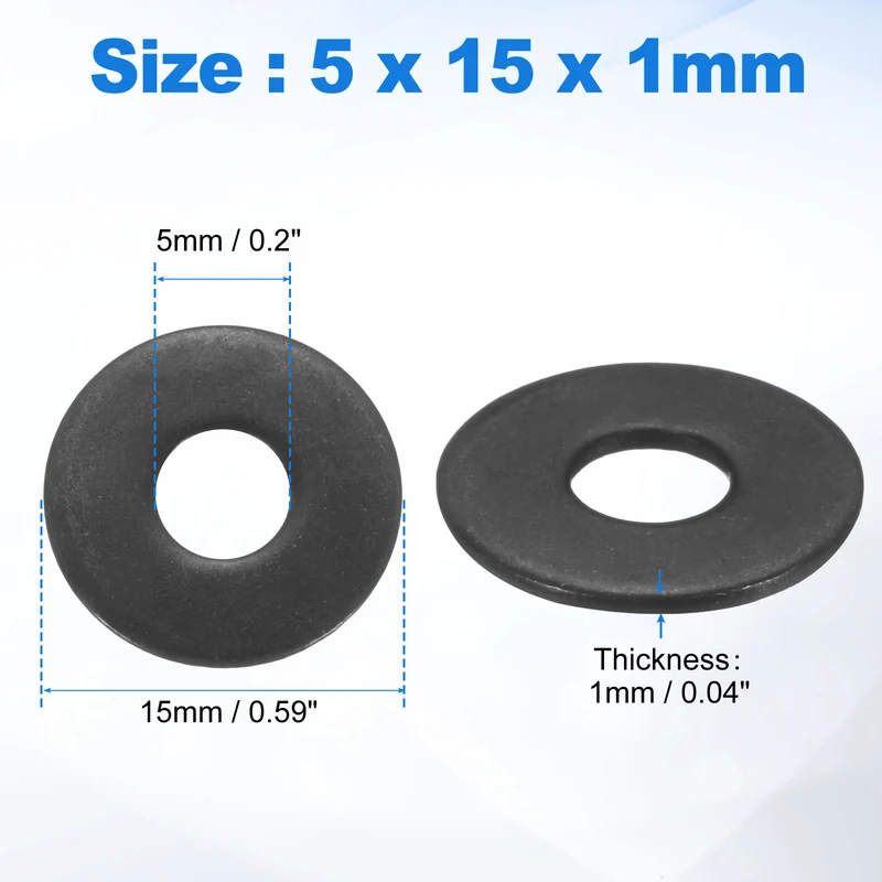 75Pcs M5 304 Stainless Steel Flat Washers ID 5mm OD 15mm Thick 1mm